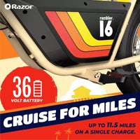 Razor Rambler Trottinette électrique à enjambement haut - Beige : moteur 350W, vitesse 15,5 mph