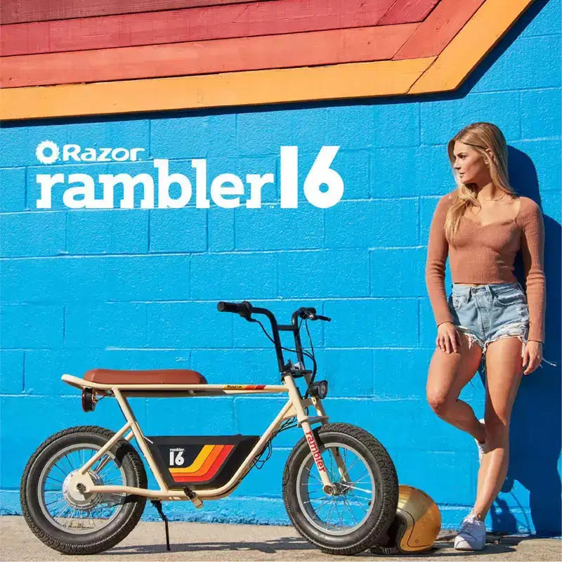 Razor Rambler Trottinette électrique à enjambement haut - Beige : moteur 350W, vitesse 15,5 mph