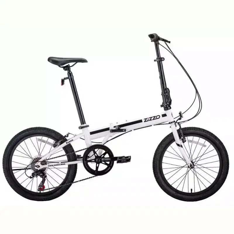 Vélo pliant ZiZZO Ferro 7 vitesses en acier de 20 po - Blanc
