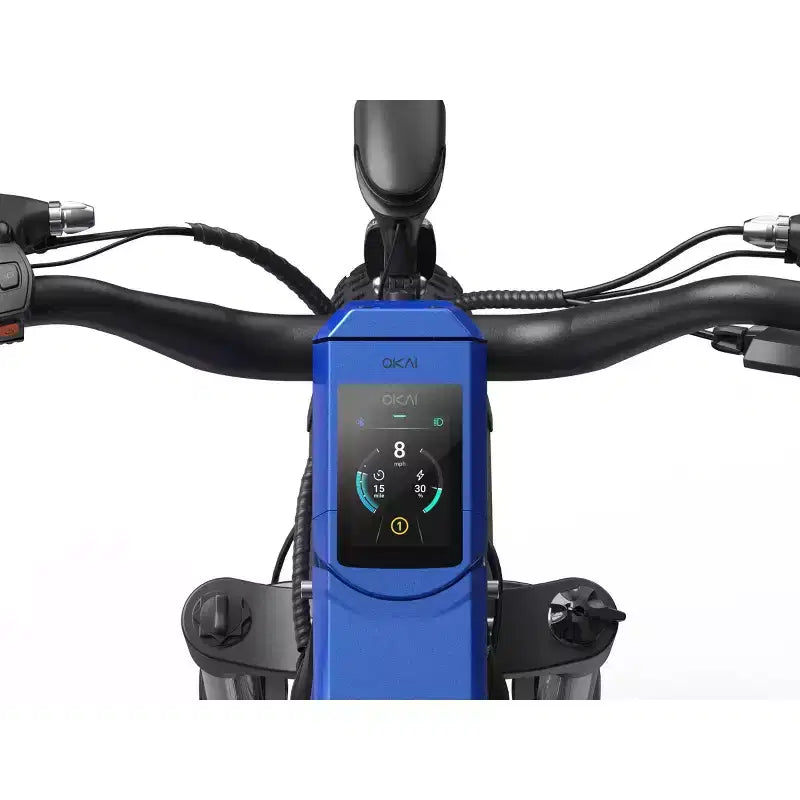 Vélo électrique tout-terrain OKAI Ranger 26" à cadre haut - Bleu marine