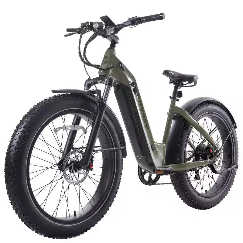 Vélo hybride électrique GOTRAX 26" à pneu large et enjambement bas pour adulte - Vert
