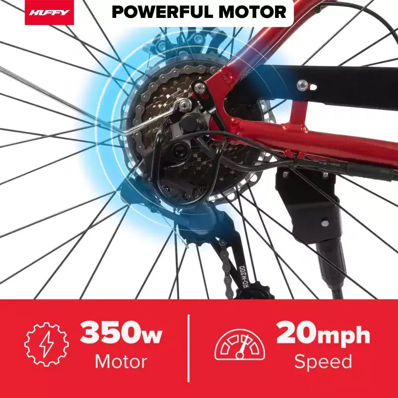 Vélo électrique Huffy Lyndon enjambeur – Roues de 27,5 po – 32 km/h – 36 V – Rouge
