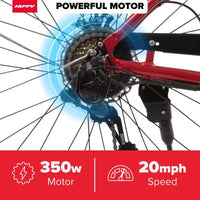 Vélo électrique Huffy Lyndon enjambeur – Roues de 27,5 po – 32 km/h – 36 V – Rouge
