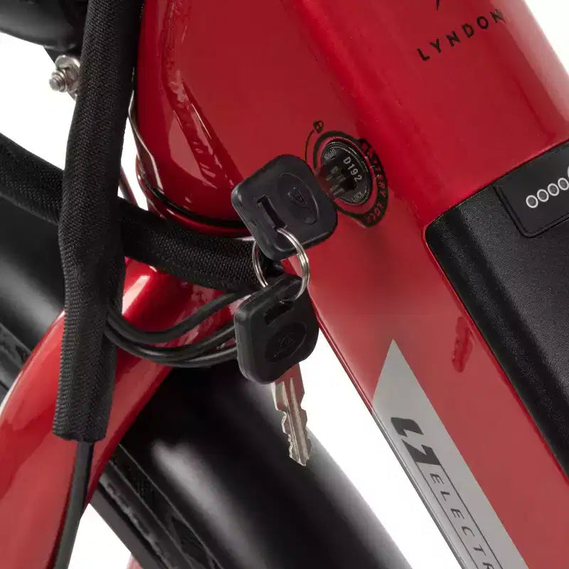 Vélo électrique Huffy Lyndon enjambeur – Roues de 27,5 po – 32 km/h – 36 V – Rouge