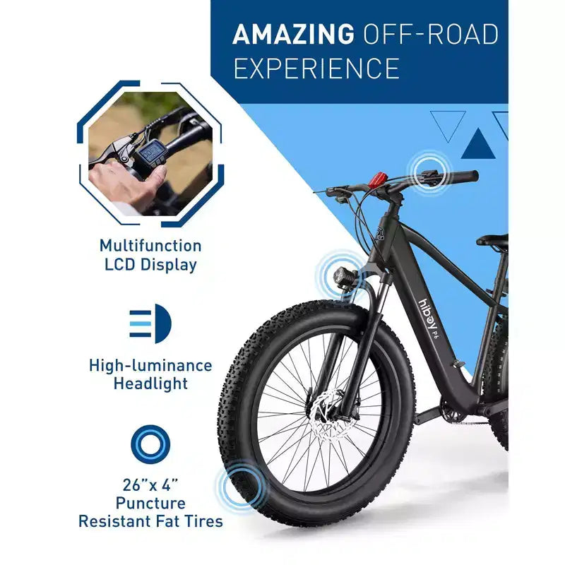 Hiboy Adult P6 Vélo électrique de montagne à enjambement haut 26" - Noir