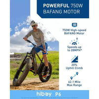 Hiboy Adult P6 Vélo électrique de montagne à enjambement haut 26" - Noir