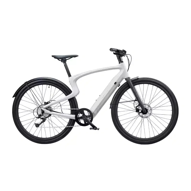 Urtopia Vélo électrique de croisière adulte en carbone 1 Pro Smart 27,64" à enjambement haut - Blanc S