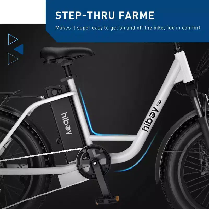 Vélo électrique de croisière Hiboy Adult EX6 20" à enjambement bas - Blanc