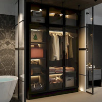 47,2 Grande Armoire LED Lumineuse Placard à Portes en Verre Entièrement en Verre