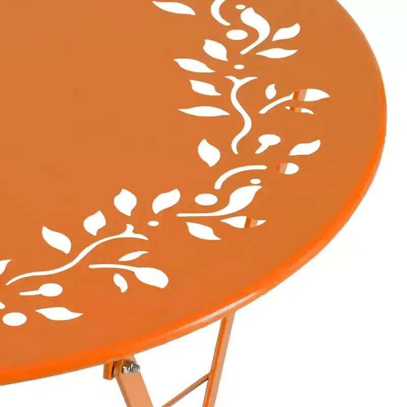 Ensemble de bistrot 3 pièces en acier avec table et chaises pliantes orange - Alpine Corporation