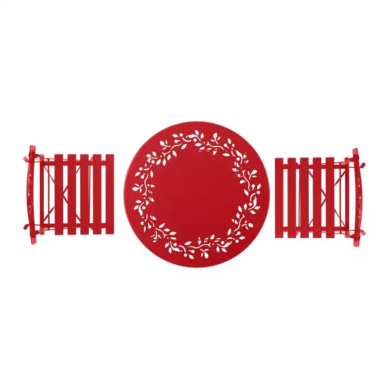 Ensemble de bistrot 3 pièces en acier avec table et chaises pliantes rouges - Alpine Corporation : Mobilier d'extérieur résistant aux intempéries pour balcon