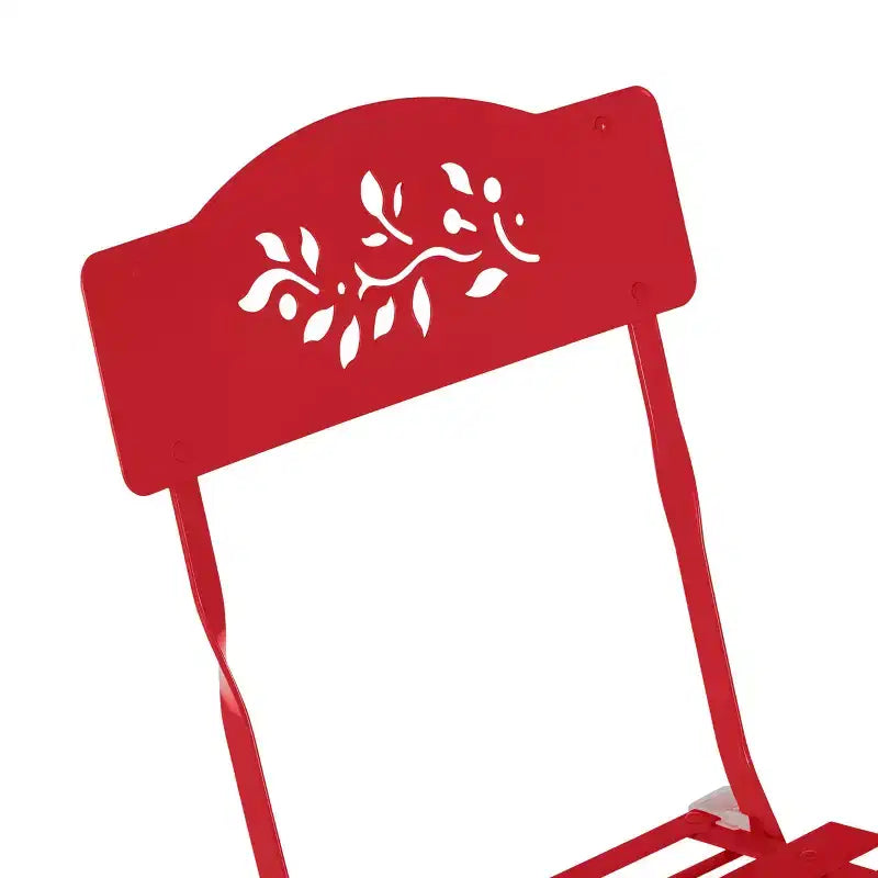 Ensemble de bistrot 3 pièces en acier avec table et chaises pliantes rouges - Alpine Corporation : Mobilier d'extérieur résistant aux intempéries pour balcon