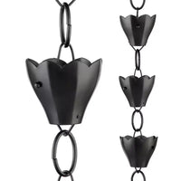 Chaîne de pluie en aluminium tulipe de style ferme moderne de 8,5 pi Good Directions - Noir
