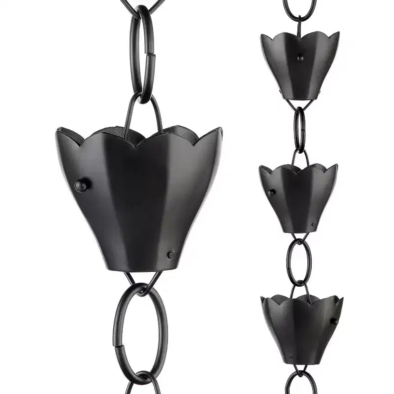 Chaîne de pluie en aluminium tulipe de style ferme moderne de 8,5 pi Good Directions - Noir