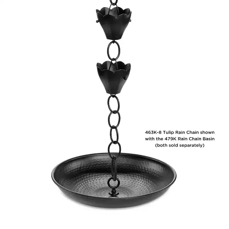 Chaîne de pluie en aluminium tulipe de style ferme moderne de 8,5 pi Good Directions - Noir