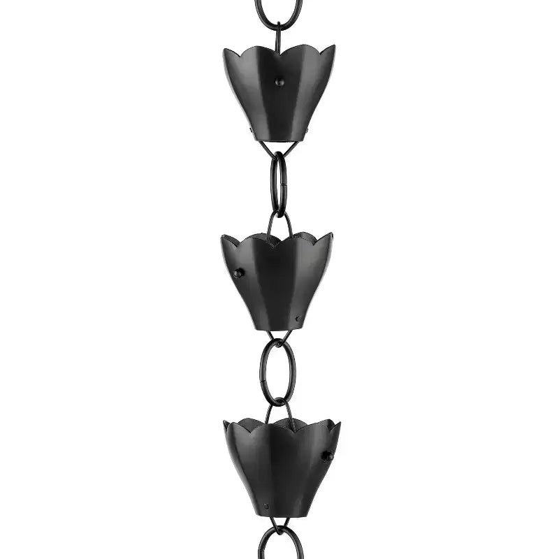 Chaîne de pluie en aluminium tulipe de style ferme moderne de 8,5 pi Good Directions - Noir