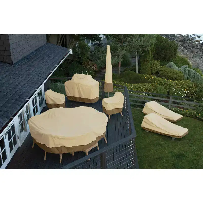Classic Accessories Veranda Housse de parasol de patio déporté et cadre résistante à l'eau, 1 housse de meuble, beige