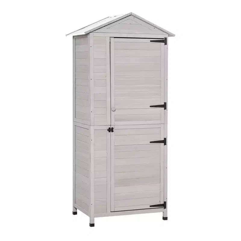 WELLFOR Organisateur d'outils en bois à 3 étagères de 586 L, coffre de pont, gris clair