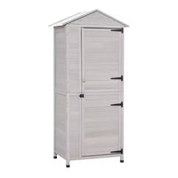 WELLFOR Organisateur d'outils en bois à 3 étagères de 586 L, coffre de pont, gris clair
