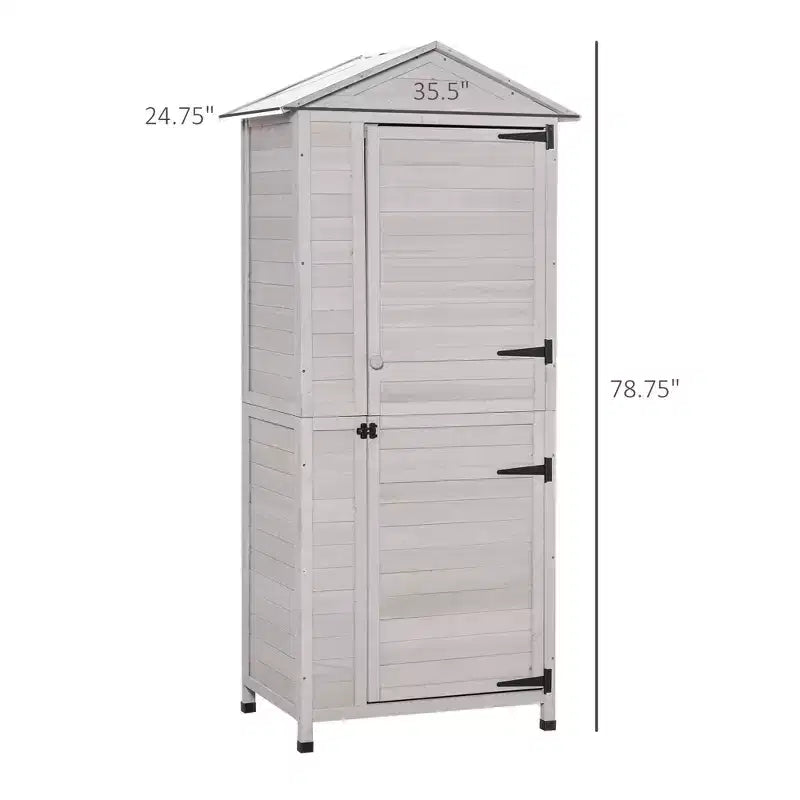 WELLFOR Organisateur d'outils en bois à 3 étagères de 586 L, coffre de pont, gris clair
