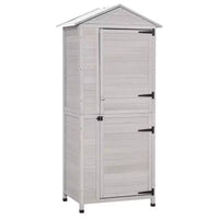 WELLFOR Organisateur d'outils en bois à 3 étagères de 586 L, coffre de pont, gris clair