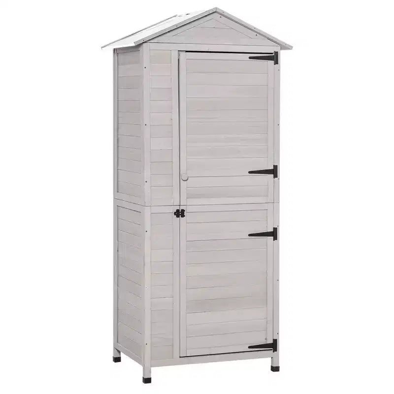 WELLFOR Organisateur d'outils en bois à 3 étagères de 586 L, coffre de pont, gris clair