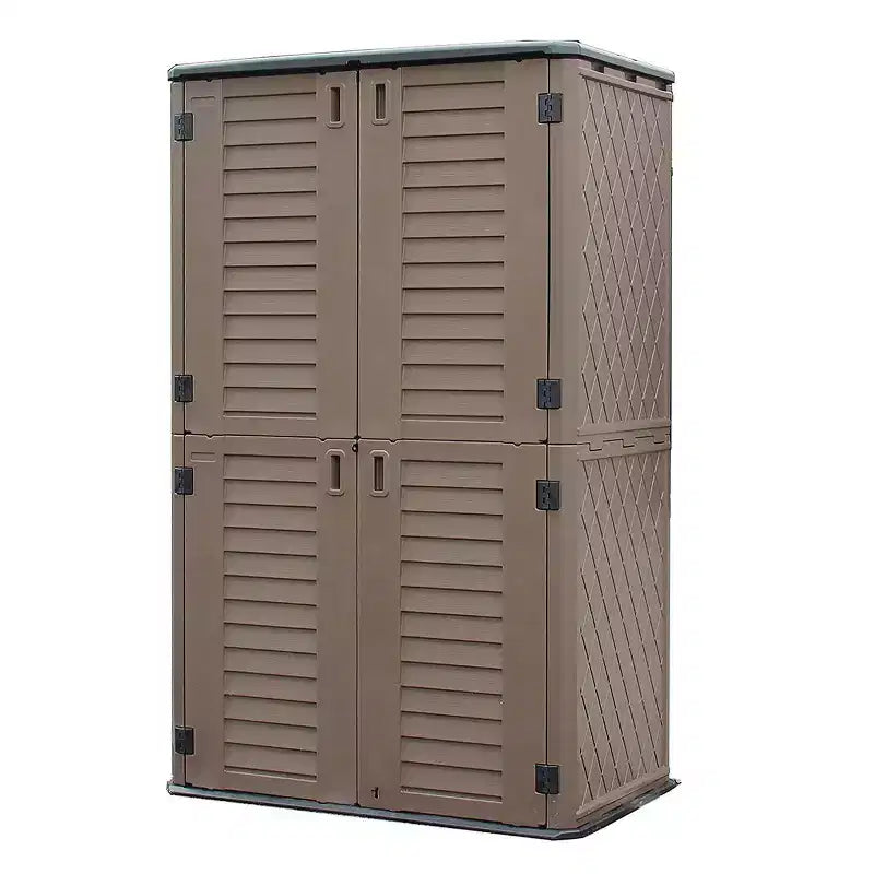 WELLFOR Armoire de rangement verticale 380 gallons pour extérieur, marron