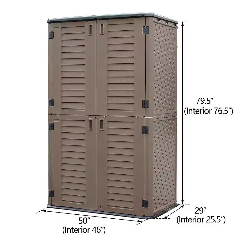 WELLFOR Armoire de rangement verticale 380 gallons pour extérieur, marron