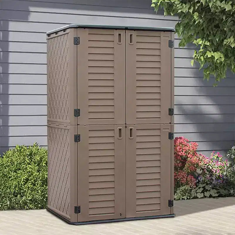 WELLFOR Armoire de rangement verticale 380 gallons pour extérieur, marron