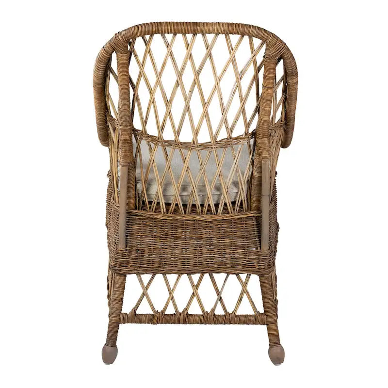Bayside Chaise de salle à manger curviligne en rotin rembourrée par East at Main - 22x23x39
