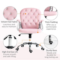 Fauteuil de bureau à hauteur réglable en velours avec accoudoirs rembourrés et roulettes - S.O.