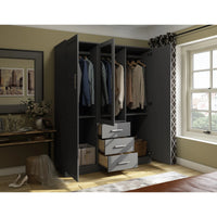 Palace Imports Armoire-penderie Cosmo 3 portes 100% bois massif avec portes en bois massif ou miroir