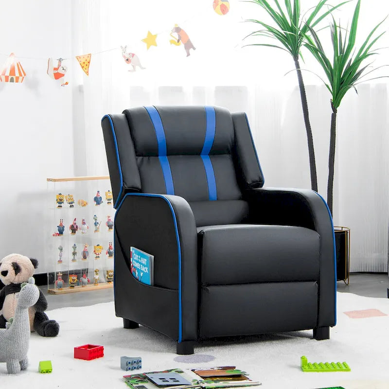 Fauteuil Inclinable Enfant Gymax Ergonomique en Cuir avec Repose-Pieds