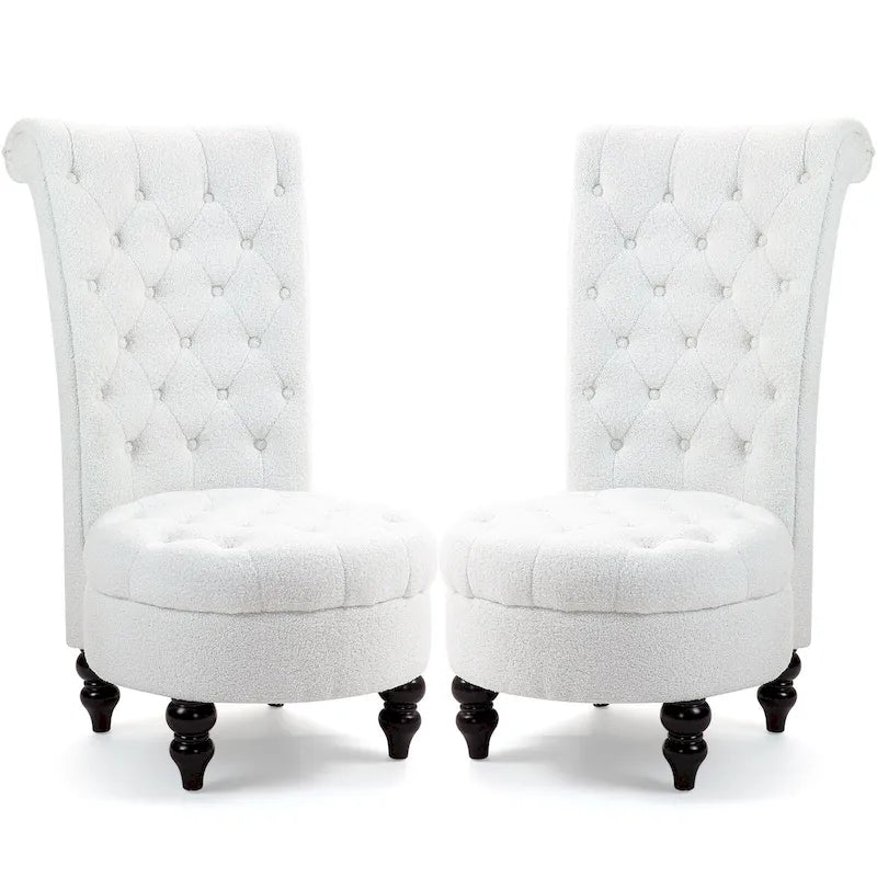 AVAWING Lot de 2 chaises de trône royales rembourrées et pieds en bois d'hévéa
