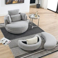Fauteuil crapaud pivotant surdimensionné avec pouf de rangement lune