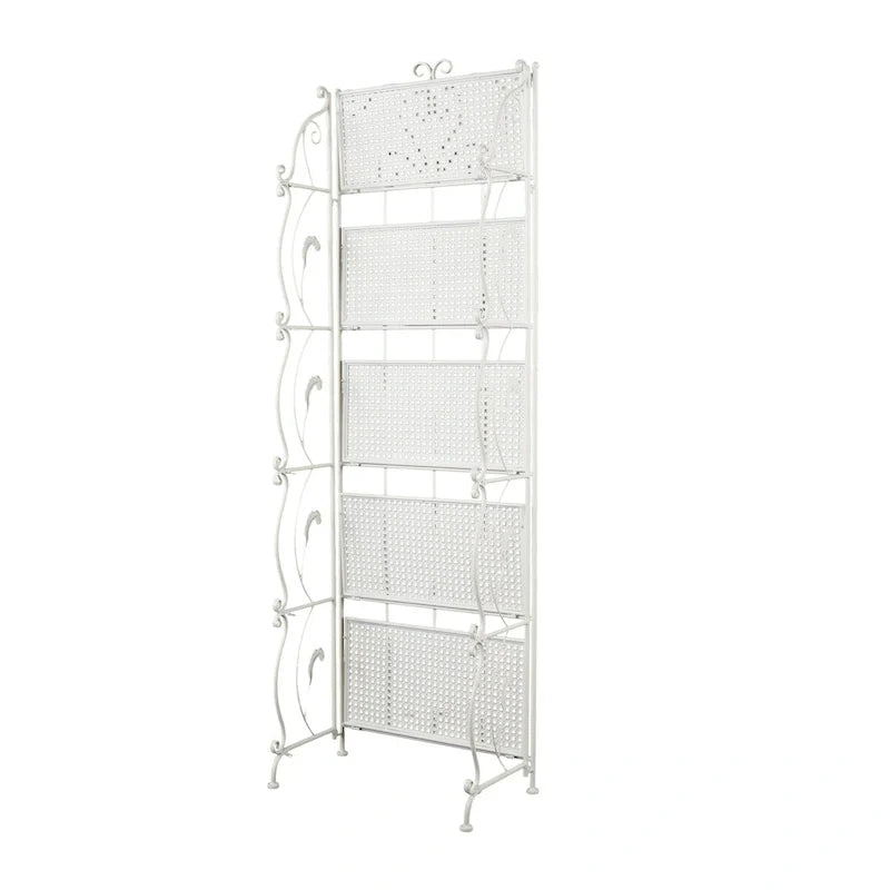 Étagère de Boulanger Pliable Haute à 5 Niveaux en Métal Décoratif pour Intérieur/Extérieur - Or ou Blanc - Roche River Decor