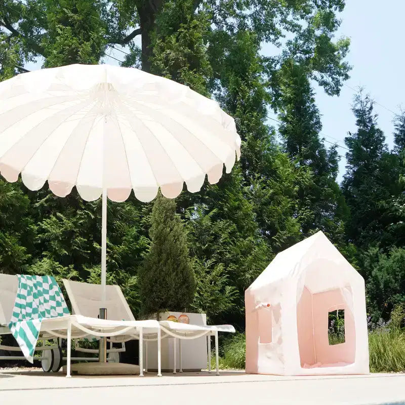 MINNIDIP Parasol de marché de patio rond festonné - blush