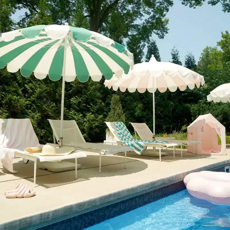 MINNIDIP Parasol de marché de patio rond festonné - blush