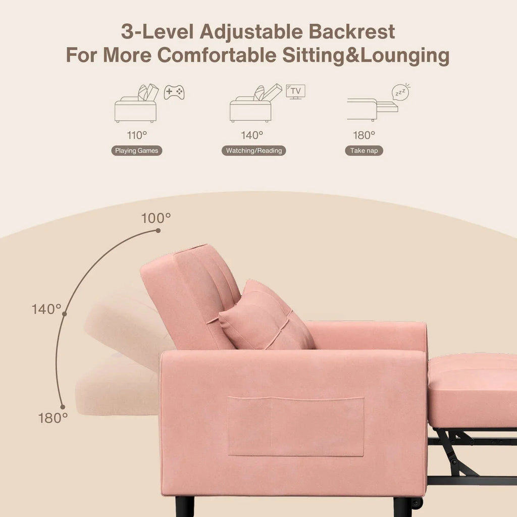 Canapé-lit réglable 3 en 1, fauteuil-canapé escamotable, lit pliant convertible pour salon