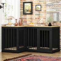 Grand meuble cage d'angle pour chien pour 2 chiens, cage pour chien en forme de L - 58.7X41.1