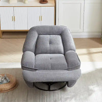 Fauteuil inclinable pivotant et coulissant en velours côtelé avec repose-pieds pour salon