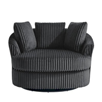 Fauteuil pivotant rond surdimensionné en velours côtelé avec accoudoirs encastrés 43 W