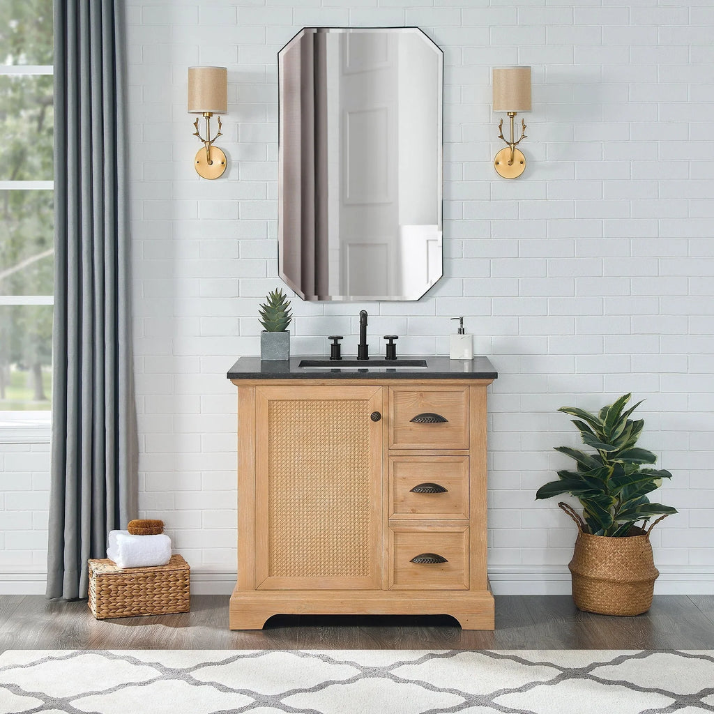 Hervas Meuble-lavabo avec dessus en marbre naturel sans miroir