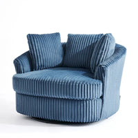 Fauteuil pivotant rond surdimensionné en velours côtelé avec accoudoirs encastrés 43 W