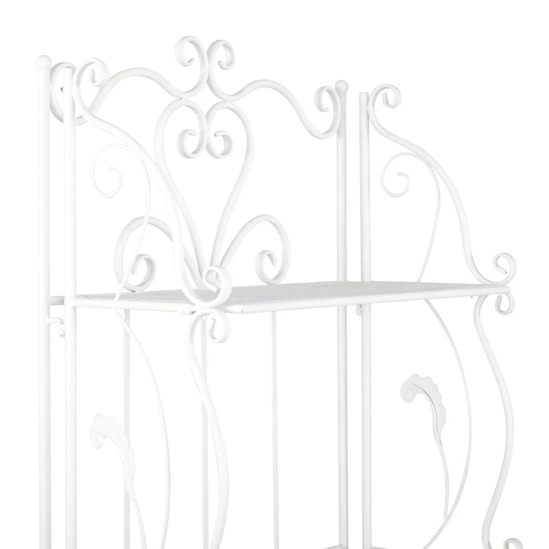 Étagère de boulanger pliante haute en métal à volutes, intérieure et extérieure, 5 étagères - Or ou blanc - Roche River Decor
