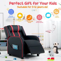 Fauteuil Inclinable Enfant Gymax Ergonomique en Cuir avec Repose-Pieds