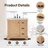 Hervas Meuble-lavabo avec dessus en marbre naturel sans miroir