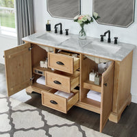Hervas Meuble-lavabo avec dessus en marbre naturel sans miroir