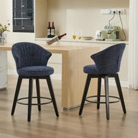 Lot de 2 tabourets de bar pivotants, chaises de salle à manger rembourrées avec large dossier, chaises de hauteur comptoir avec pieds en métal