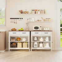 Buffet de rangement de cuisine avec 2 tiroirs, meuble de bar à café, armoire d'entrée en bois avec double porte placard